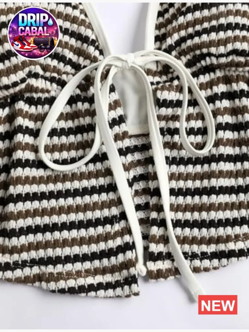 Striped Halter Bikini Set with Boyshorts Tankini Two Piece Bathing Suit